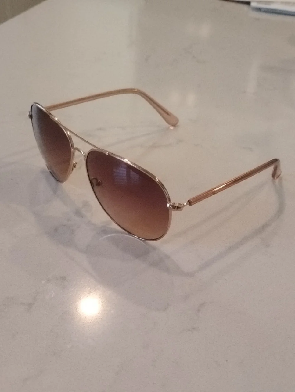 Calvin Klein Gold Frame Brown Gradient Aviator Sunglasses
